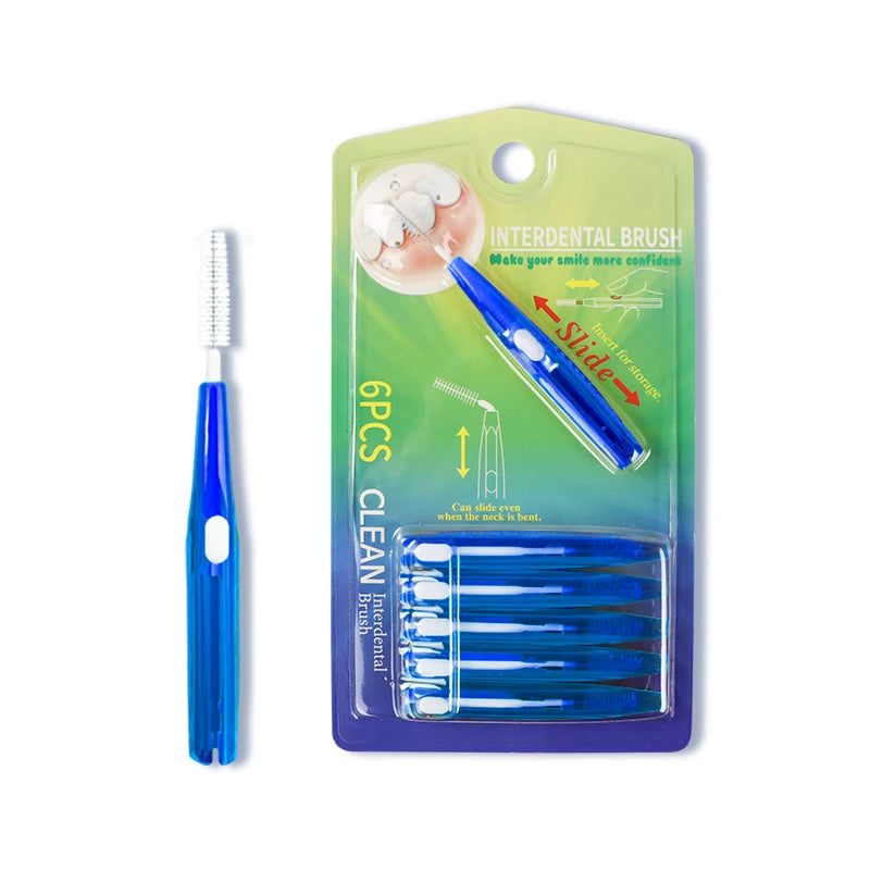Lot de 6 brosses interdentaires coulissantes, cure-dents orthodontiques, nettoyage entre les dents, brosses souples en silicone