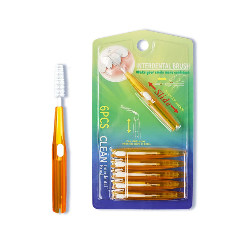 Lot de 6 brosses interdentaires coulissantes, cure-dents orthodontiques, nettoyage entre les dents, brosses souples en silicone