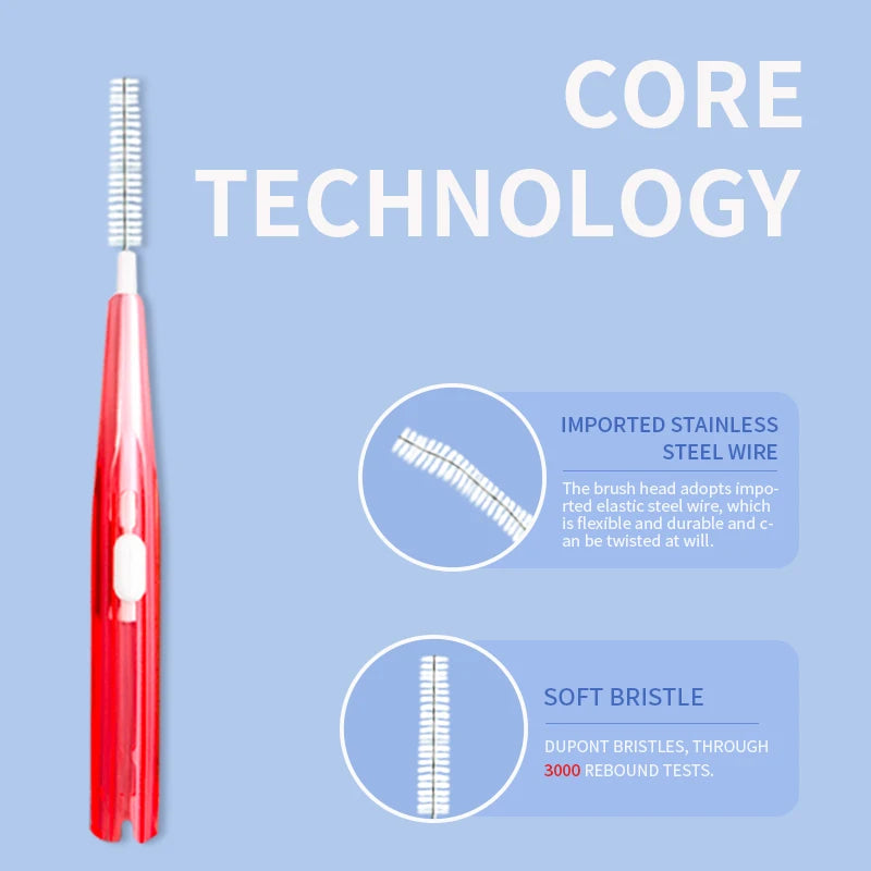 Lot de 6 brosses interdentaires coulissantes, cure-dents orthodontiques, nettoyage entre les dents, brosses souples en silicone