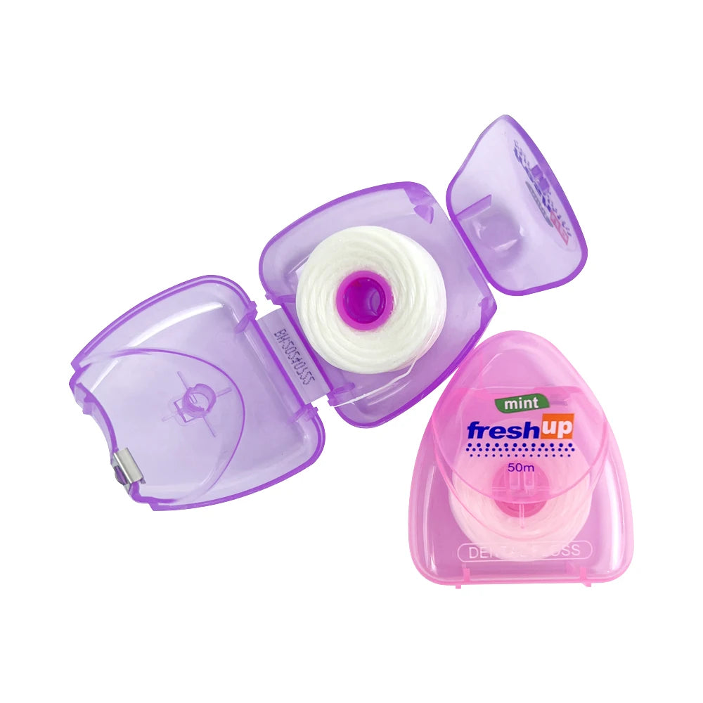 Fil dentaire portable de 50m, cure-dents, hygiène bucco-dentaire