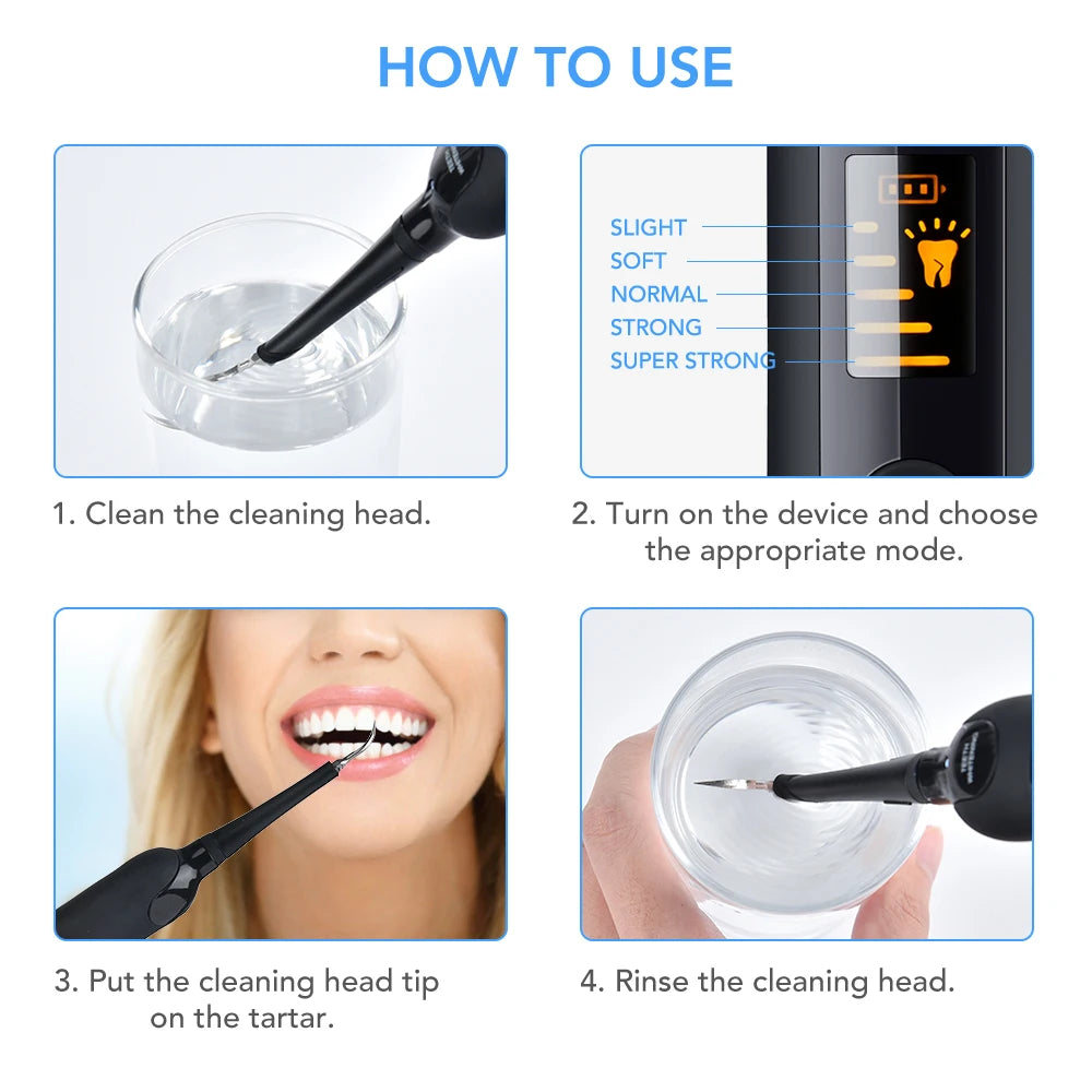 Ensemble de brosse dents électrique à LED avec détartreur sonique, élimine les taches et le tartre dentaire, nettoie les dents, blanchit les dents, hydrate et soigne les dents.