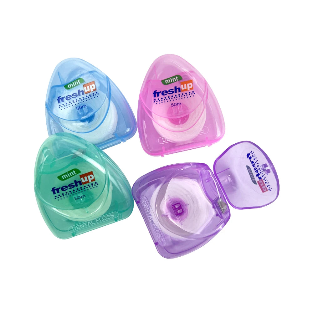 Fil dentaire portable de 50m, cure-dents, hygiène bucco-dentaire