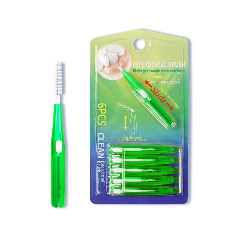 Lot de 6 brosses interdentaires coulissantes, cure-dents orthodontiques, nettoyage entre les dents, brosses souples en silicone