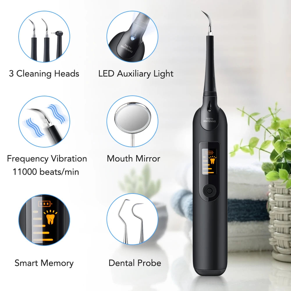 Ensemble de brosse dents électrique à LED avec détartreur sonique, élimine les taches et le tartre dentaire, nettoie les dents, blanchit les dents, hydrate et soigne les dents.