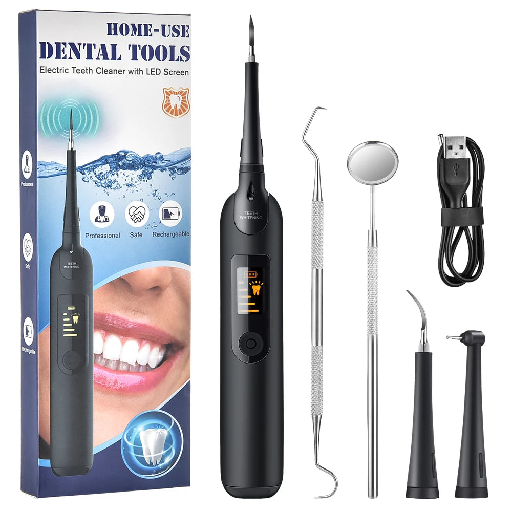 Ensemble de brosse dents électrique à LED avec détartreur sonique, élimine les taches et le tartre dentaire, nettoie les dents, blanchit les dents, hydrate et soigne les dents.